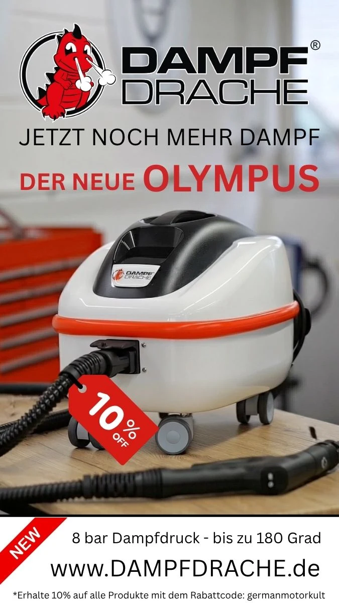 DAMPF DRACHE: Modernes Reinigen ohne Chemie: Dampfreiniger, jetzt der neue Olympus. 10 % mit Code germanmotorkult