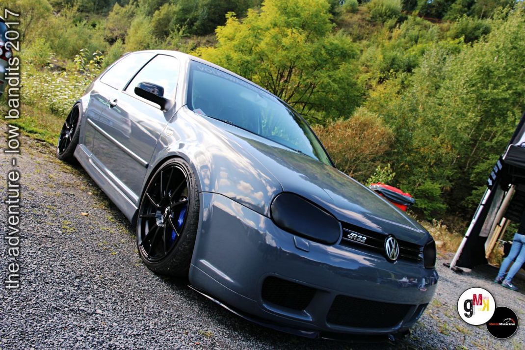 VW Golf R32 Youngtimer mit Tuning-Modifikationen bei der Low Bandits 2017 Veranstaltung im Steinbruch